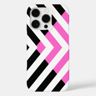 Classic Chevron Pattern in Pink and Black iPhone 16 Pro Case