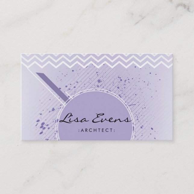 Classic Chevron Pattern Violet  Business Card (Front)