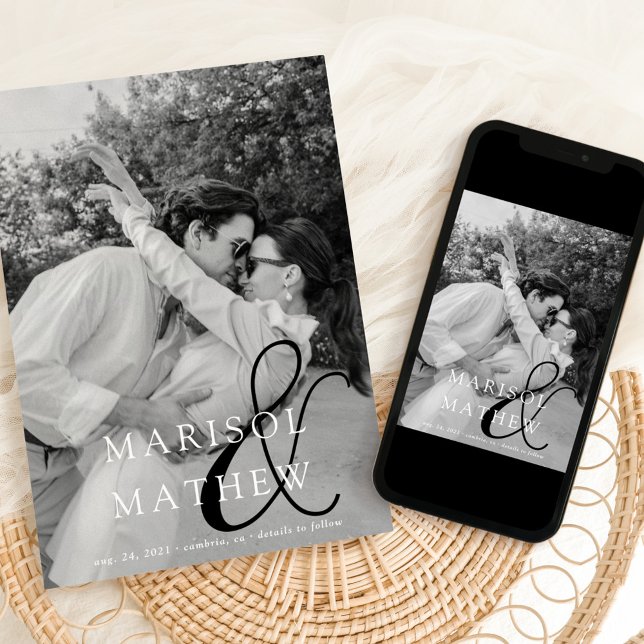 Classic Chic Ampersand Plat Enregistrer La Carte D (Créateur téléchargé)