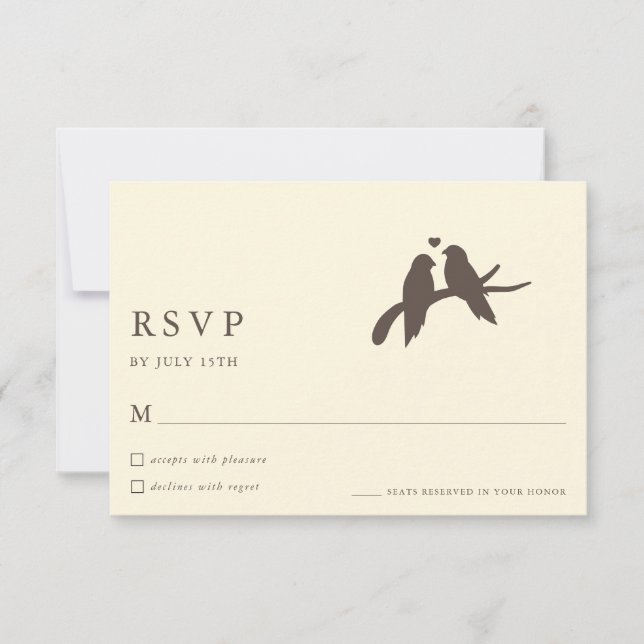 Classic Chic Birds Ivory Formal Wedding RSVP Cards (Devant)