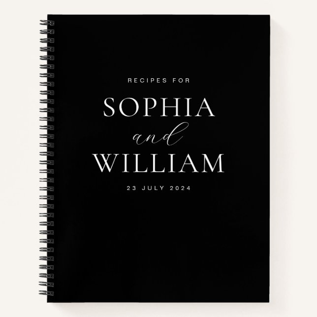 Classic Chic Black and White Couples Recipe Notebook (Front)