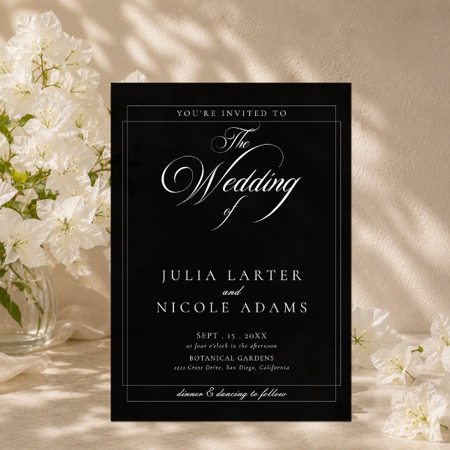 Classic Chic Black Simple Minimalist Wedding Acrylic Invitations (Creator Uploaded)