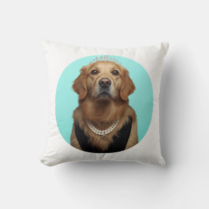 Classic Chic Breakfast Poster Golden Retriever Throw Pillow