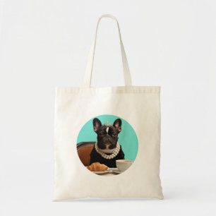 Classic Chic Breakfast Poster–Inspired Pug Art Tote Bag