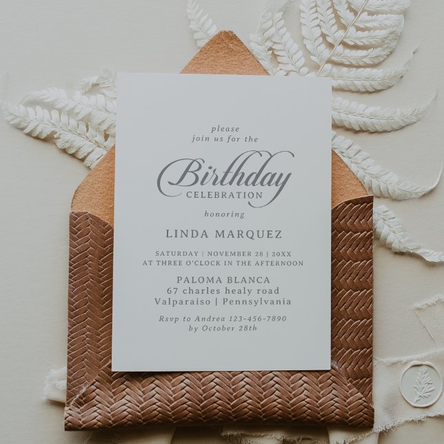 Classic Chic Calligraphy Birthday Celebration Invitation (Creator Uploaded)
