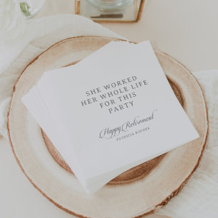 Classic Chic Calligraphy Minimal Retirement Napkin
