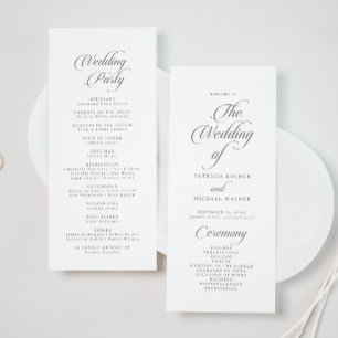 Classic Chic Calligraphy Tea Length Wedding Program