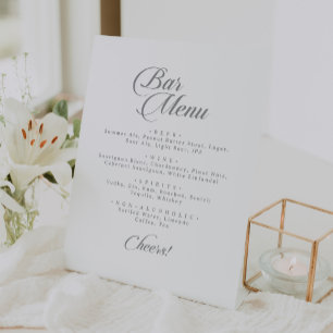 Classic Chic Calligraphy Wedding Bar Pedestal Sign