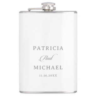 Classic Chic Calligraphy Wedding Hip Flask