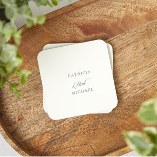 Classic Chic Calligraphy Wedding Square Paper Coaster