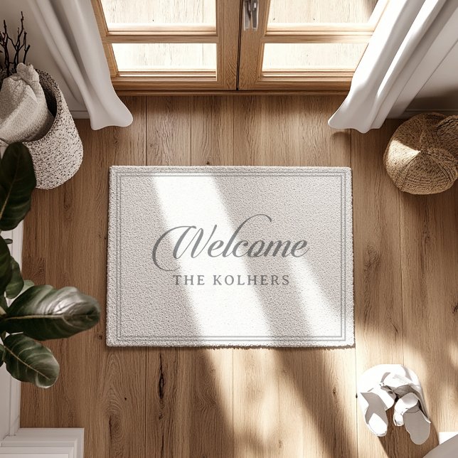 Classic Chic Calligraphy Wedding Welcome  Doormat (Creator Uploaded)