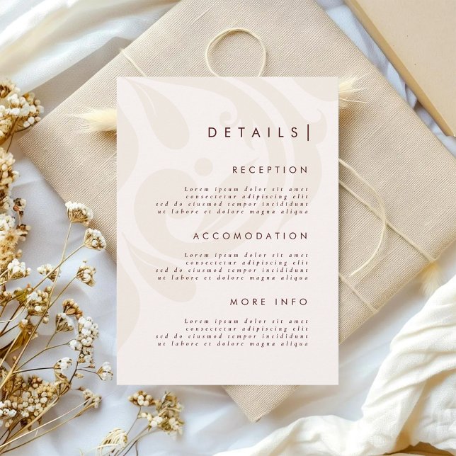 Classic Chic Cream Burgundy Damask Wedding Details Enclosure Card (Creator Uploaded)