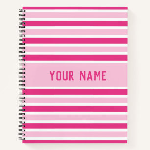 Classic Chic Cute Name Pink & White Stripes  Notebook
