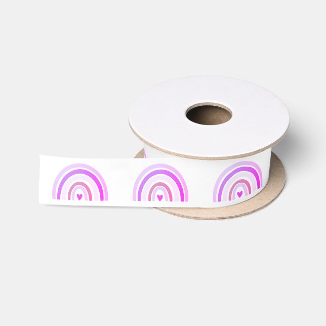 Classic Chic Cute Purple Rainbow Pattern Satin Ribbon (Spool)