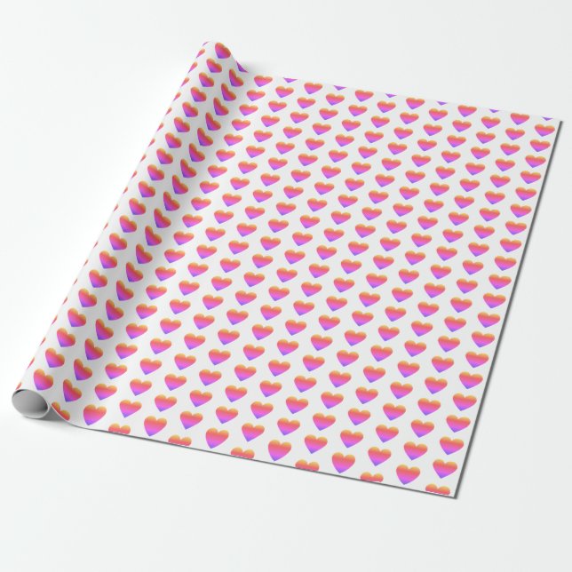 Classic Chic Cute Rainbow Ombre Hearts Wrapping Paper (Unrolled)
