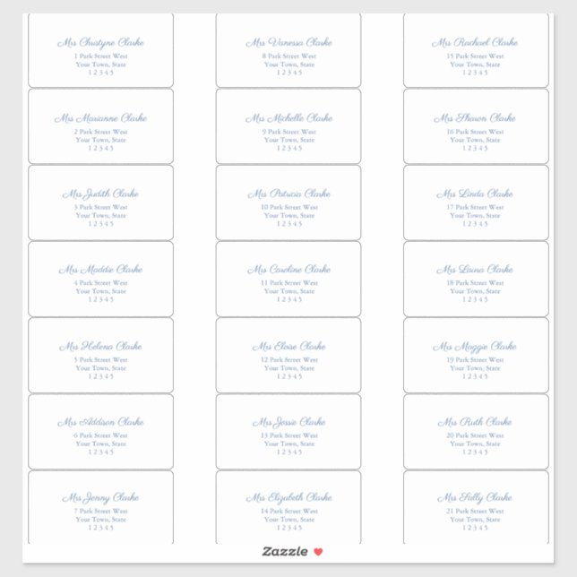 Classic Chic Dark Blue Text Guest Address Labels (Sheet)