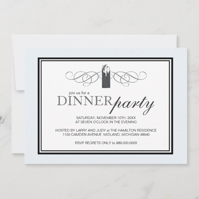 Classic Chic Dinner Party Invitations (Front)