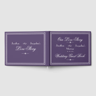 Classic Chic Dusty Purple & White Script Wedding Guest Book