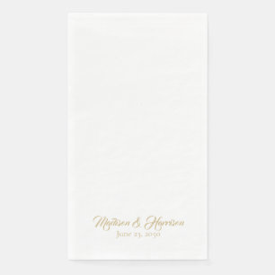 Classic chic gold script custom names date Wedding Napkin