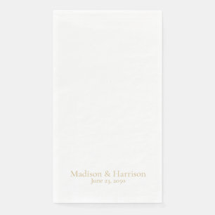 Classic chic gold serif custom names date Wedding Napkin