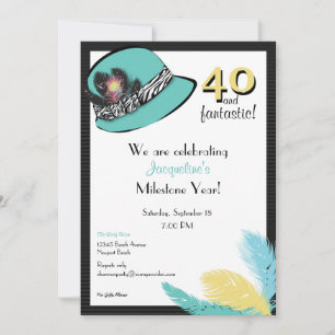 Classic Chic Hat with Feathers Invitation