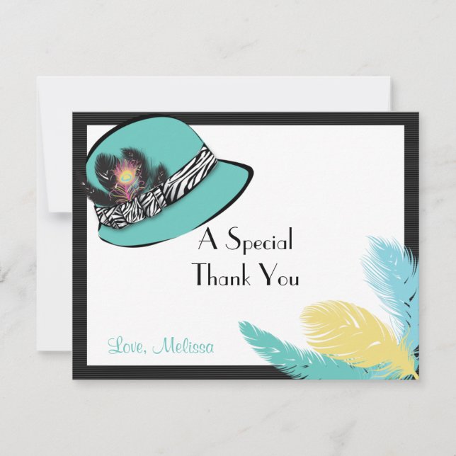 Classic Chic Hat with Feathers Note Card 2 (Front)