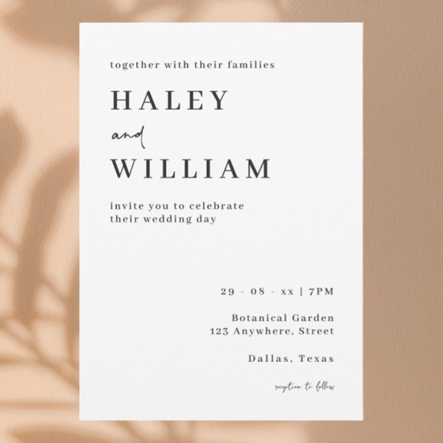 Classic Chic Minimalist Script Simple Wedding Invitation (Creator Uploaded)