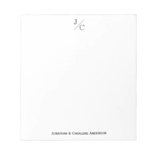 Classic Chic Modern Elegant Monogram Couple Family Notepad