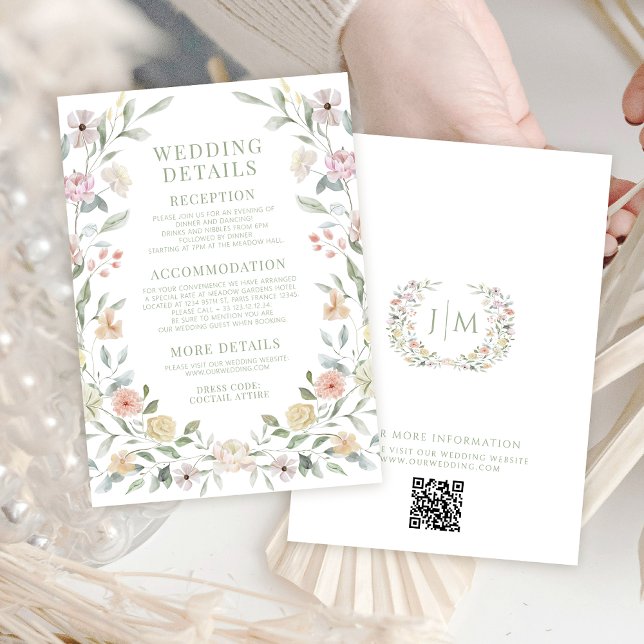 Classic Chic Pastel Floral Wedding Wedding Details Enclosure Card (Creator Uploaded)