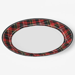 Classic Chic Red Black Yellow White Tartan Pattern Paper Plate