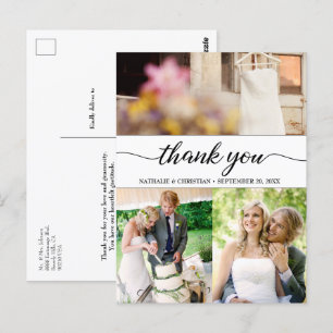 Classic Chic Wedding Photos Thank You Script Postcard