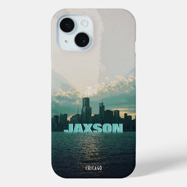 Classic Chicago Skyline Lake Michigan Case-Mate iPhone Case (Back)