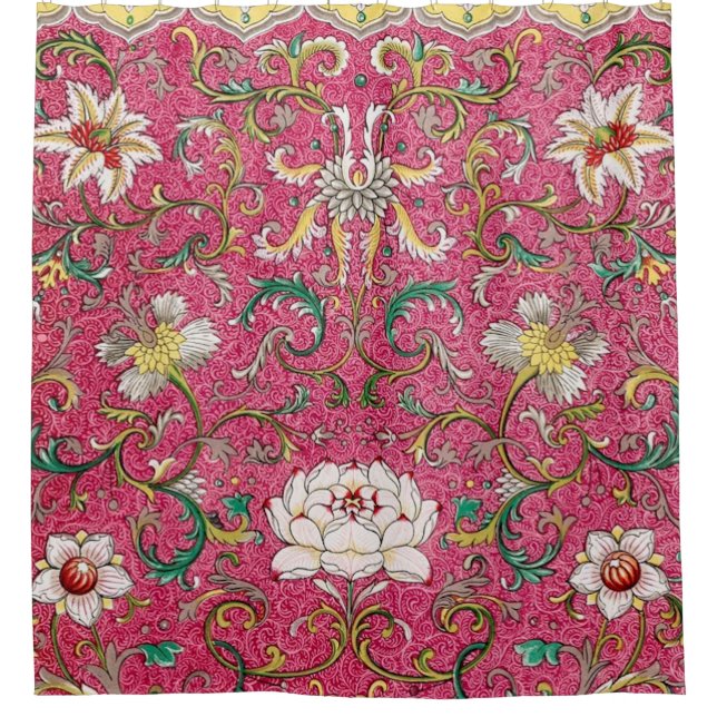 Classic Chinese Tea Time Floral Pattern in Pink (Front)