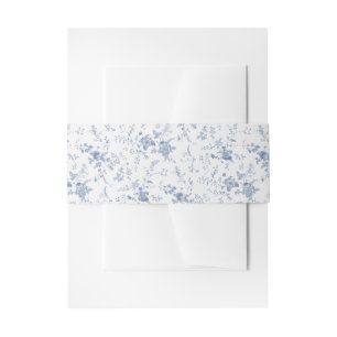 Classic Chinoiserie Blue Floral Wedding Invitation Belly Band