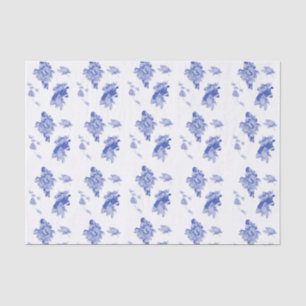 Classic Chinoiserie Chic Blue Floral Pattern Tissue Paper