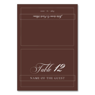 Classic Choco Brown Ivory Calligraphy Place Card