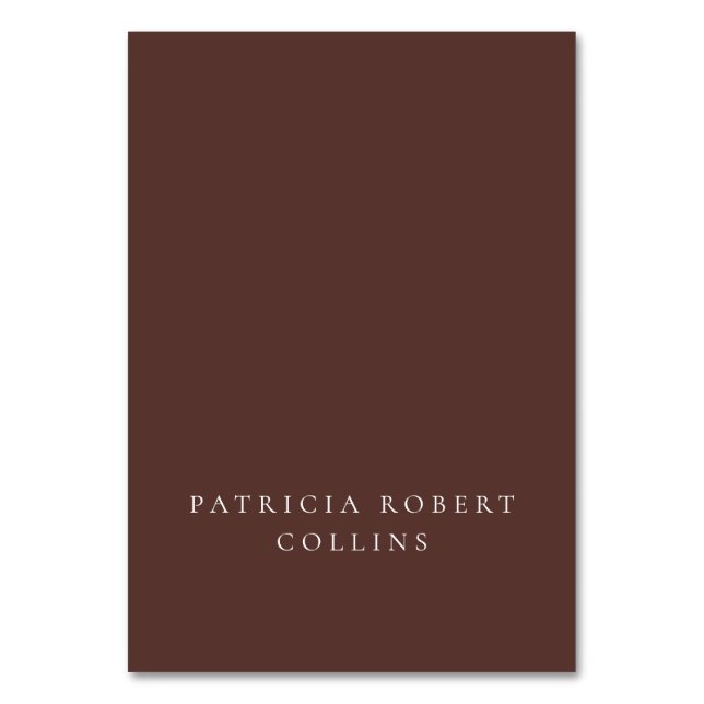 Classic Choco Brown Ivory Calligraphy Place Card (Front)