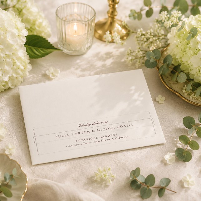 Classic Choco Brown Ivory Calligraphy Wedding Envelope (Creator Uploaded)