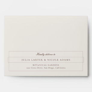 Classic Choco Brown Ivory Calligraphy Wedding Envelope