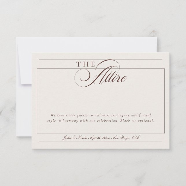 Classic Choco Ivory Calligraphy Formal Attire Code Invitation (Front)