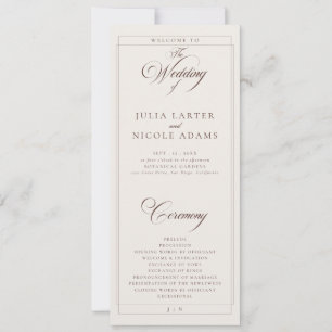Classic Choco Ivory Calligraphy Wedding Program
