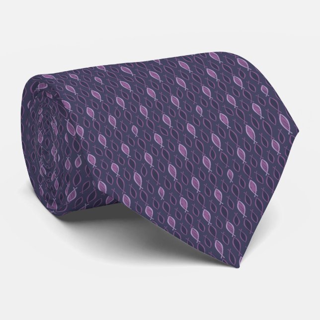 Classic Christian Ichthys Jesus Fish Navy Purple Tie (Rolled)