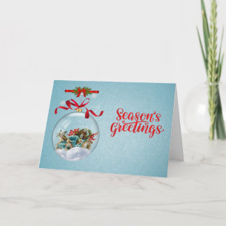 Classic Christmas Bauble Customizable Inside Text  Holiday Card