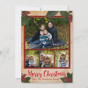 Classic Christmas Berries 5x7 Christmas Photo Card