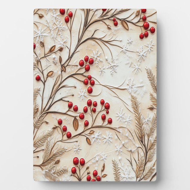 Classic Christmas Berries and Snowflakes Plaque (Front)