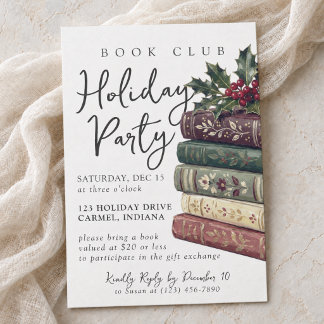 Classic Christmas Book Club Holiday Party Invitation