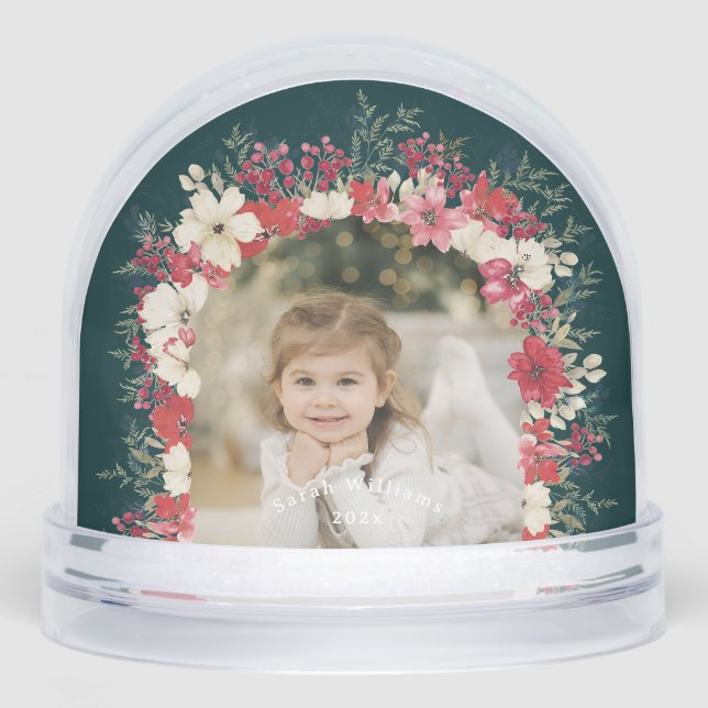Classic Christmas Botanical Annual Keepsake Photo Snowglobe (Front)