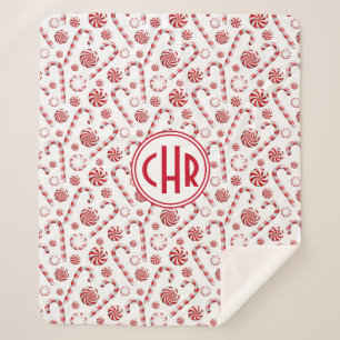 Classic Christmas Candy Cane Car Sherpa Blanket