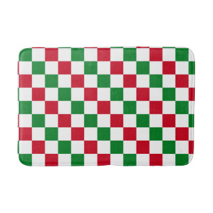 Classic Christmas Chequerboard Pattern Bath Mat