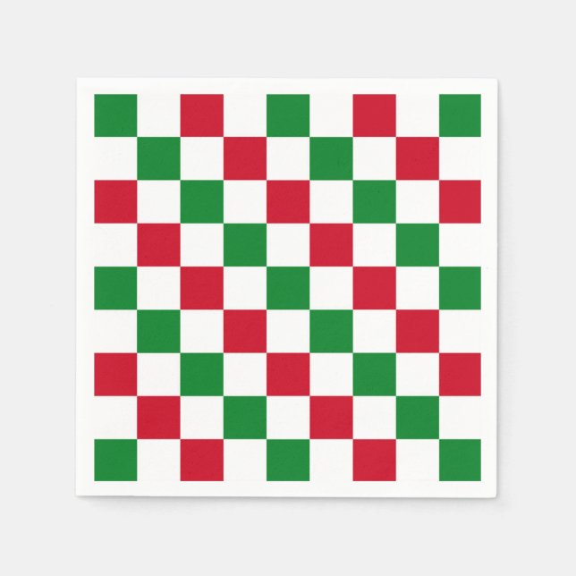 Classic Christmas Chequerboard Pattern Napkin (Front)